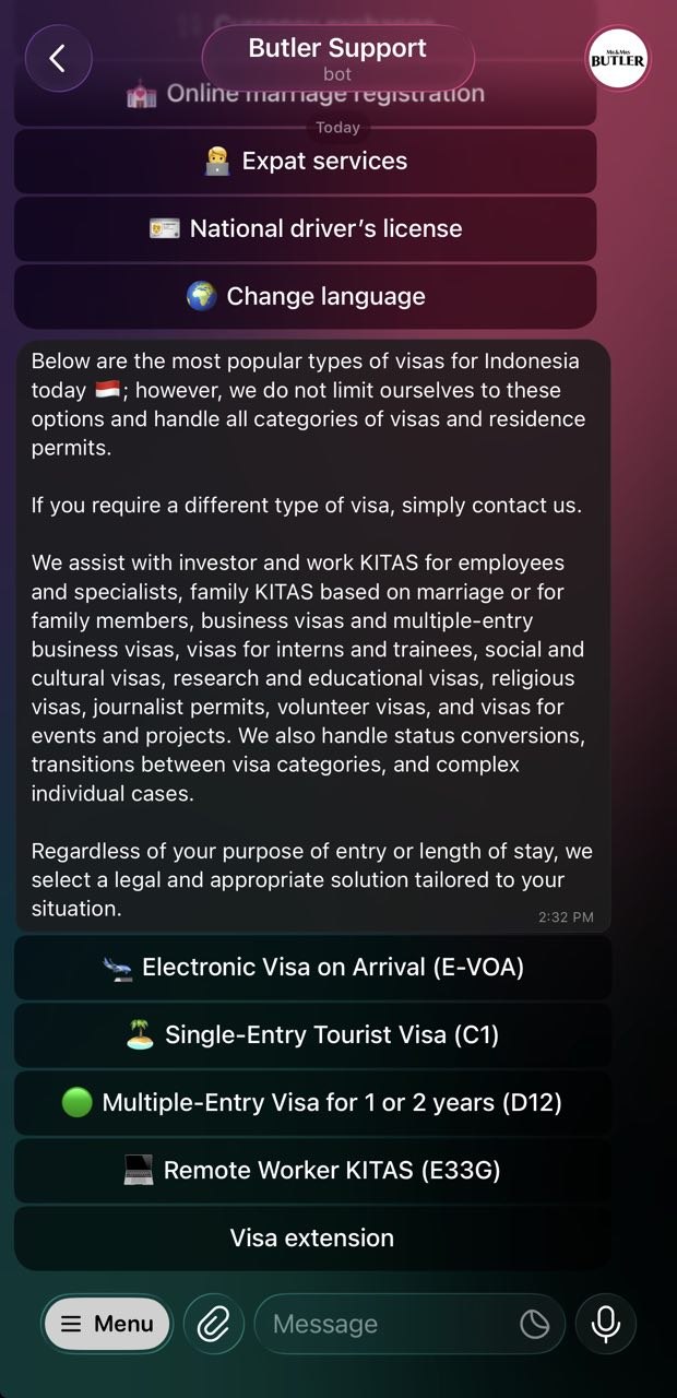 Guides in the Telegram bot